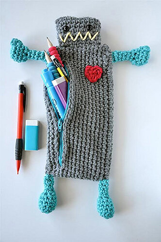 Robot Crochet Pencil Case Pattern By BySincerelyPam