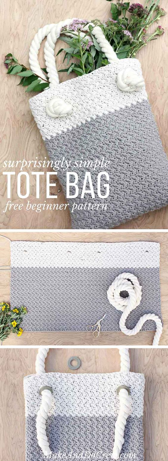 Crochet Tote Bag Simple Easy Free Pattern - Crochet News