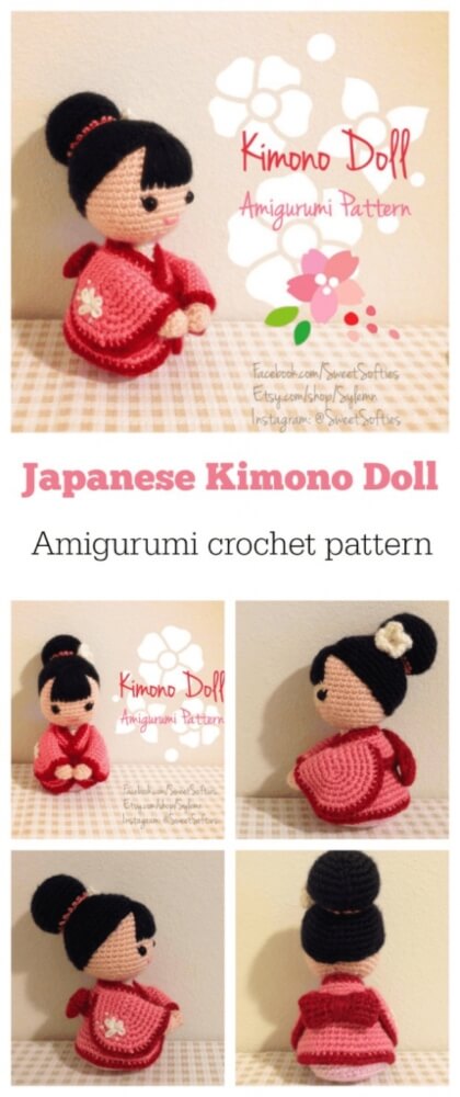 Crochet Japanese Amigurumi Kimono Dolls Pattern