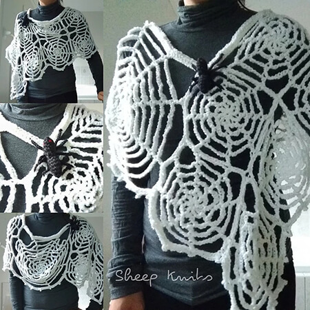 Granny Poncho Free Crochet Spider Web  Pattern By Sheep Knits