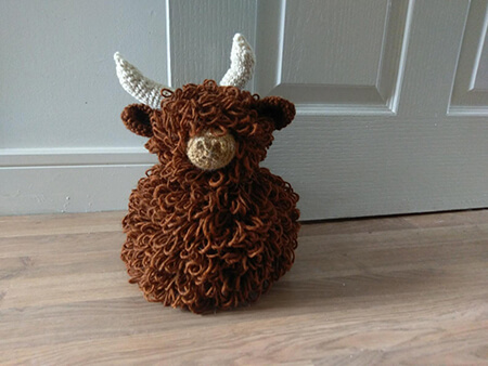 Highland Cow Door Stop Crochet Pattern By TheHookGeekDesigns