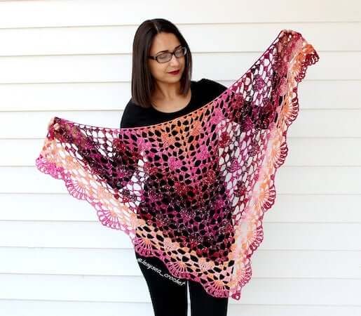 Crochet Lace Heart Shawl Pattern by Lenysea Crochet