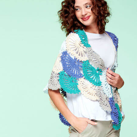 Lace Fans Crochet Shawl Pattern by Yarnspirations