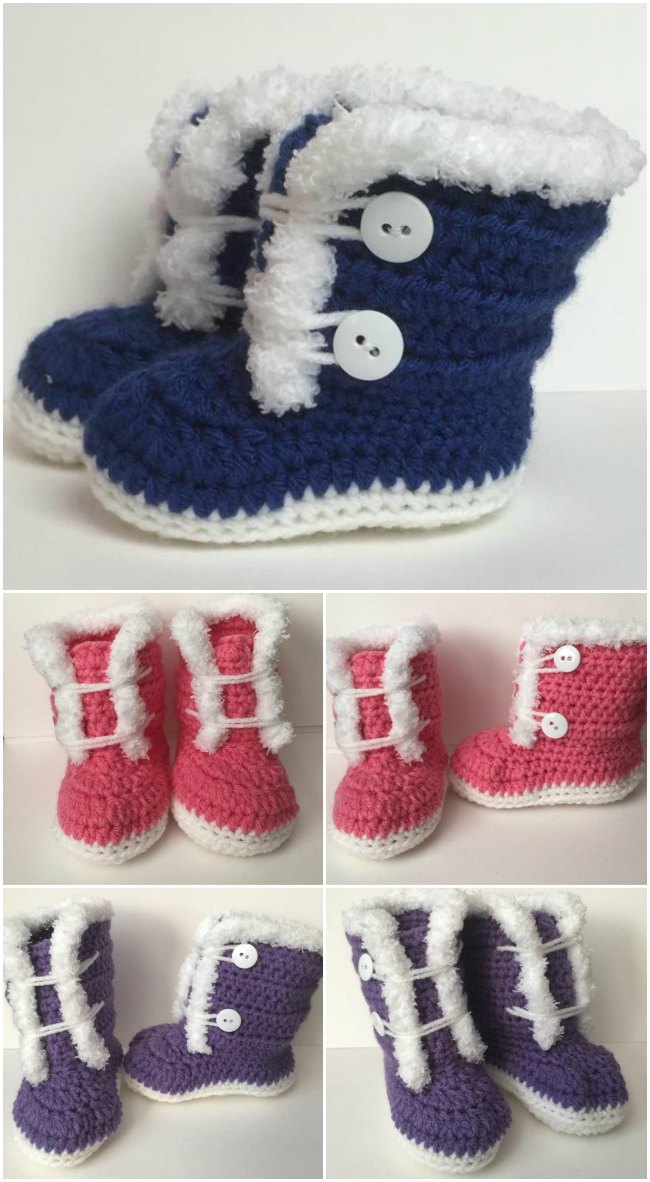 Crochet baby boots pattern for sizes 3-12 months. Free pattern.