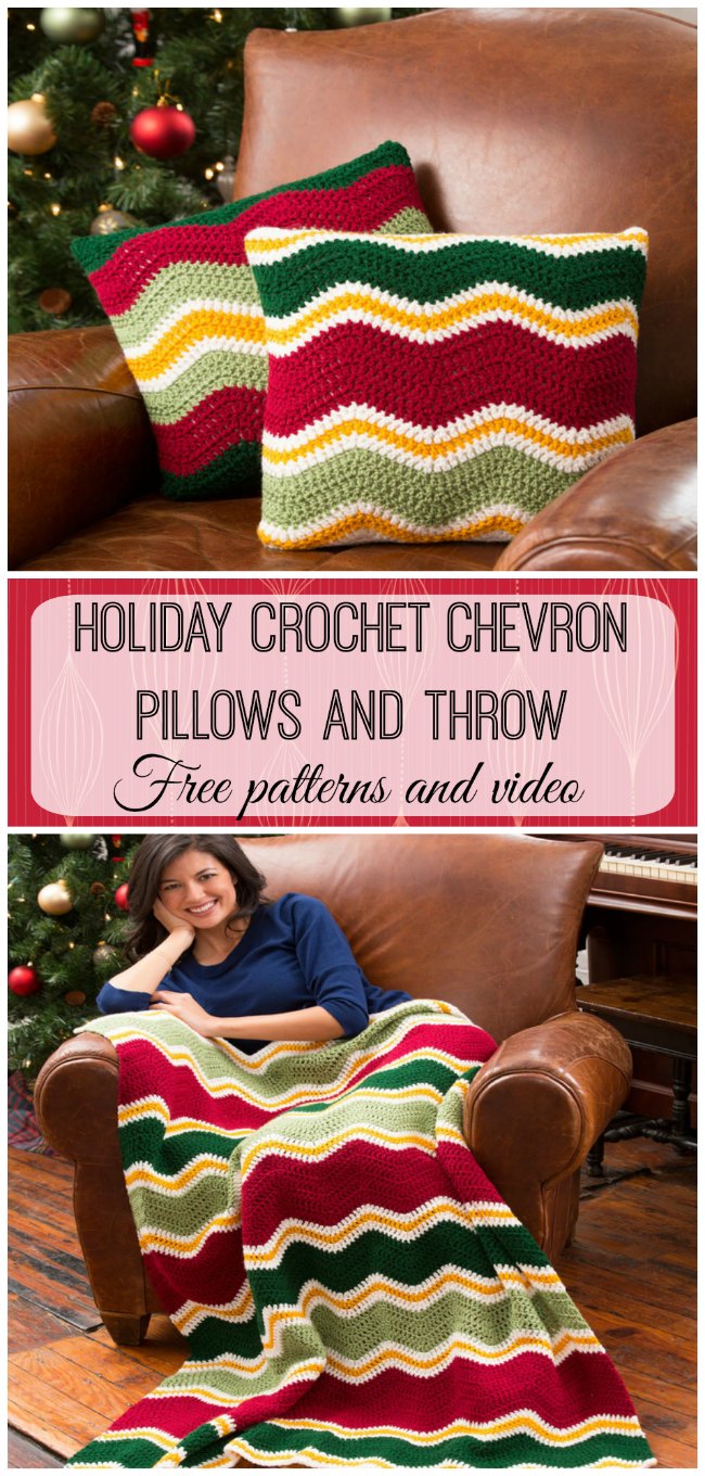Crochet Blanket Patterns - crochet chevron pillows and blanket set