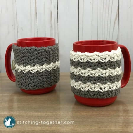 Country Crochet Coffee Cup Cozy Pattern by Stitching Together