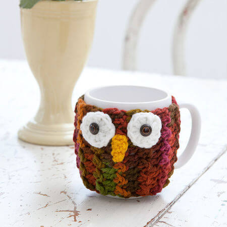 Owl Mug Cozy Crochet Pattern by Red Heart