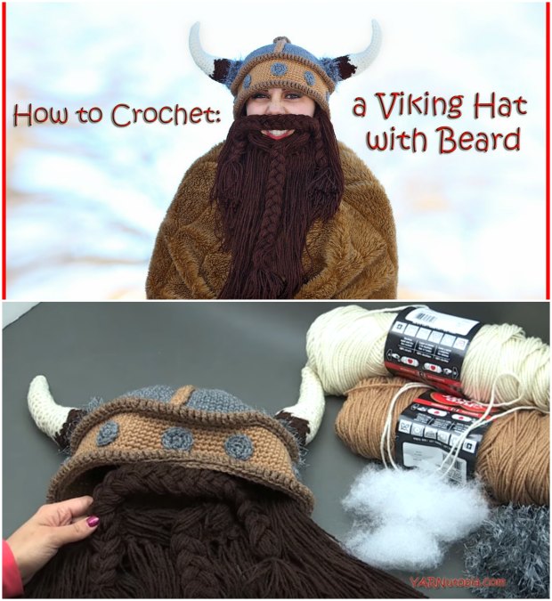 crochet viking hat Tutorial with beard. Free pattern