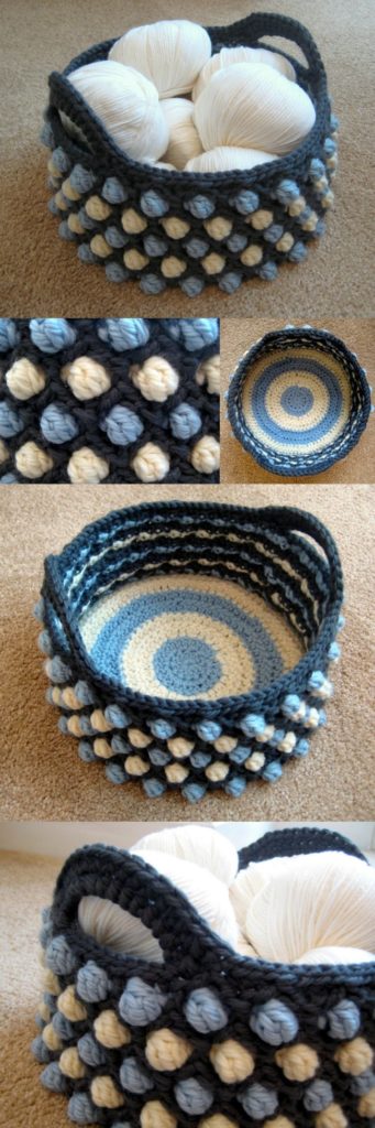 Free crochet pattern for the Honeycomb Pop Basket. Love the texture and the strong handles on this crochet basket.