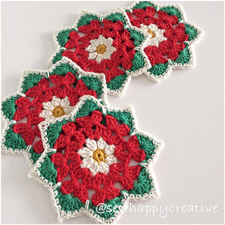 Christmas Rose Coaster Pattern By SewHappyCreative