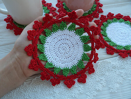 Crochet Christmas Doily Coaster By HappyCreationsByVita