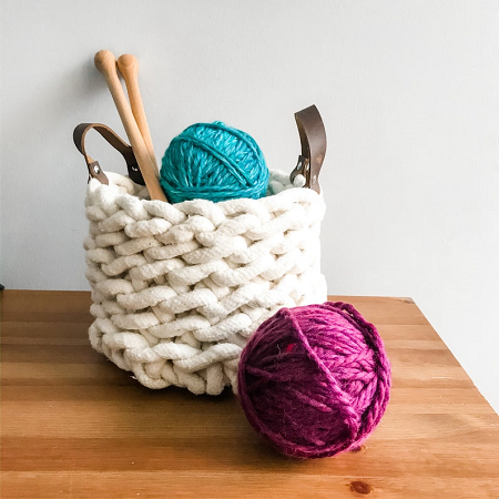 Crochet Rope Basket Pattern by Cara Corey