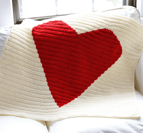 big heart blanket crochet pattern