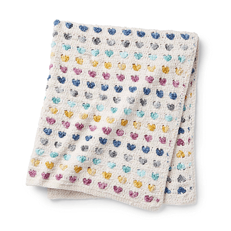 Heart Stripe Crochet Baby Blanket Pattern by Yarnpirations