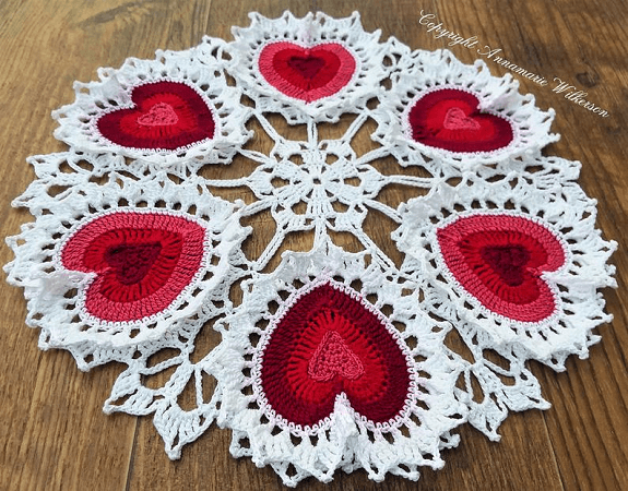 Valentine Crochet Heart Doily Pattern by Cat Lady Crochet Shoppe
