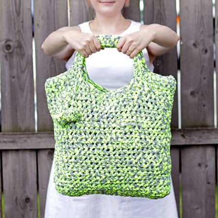 Tote Bag Crochet with T-shirt Yarn Pattern By Handsoccupied