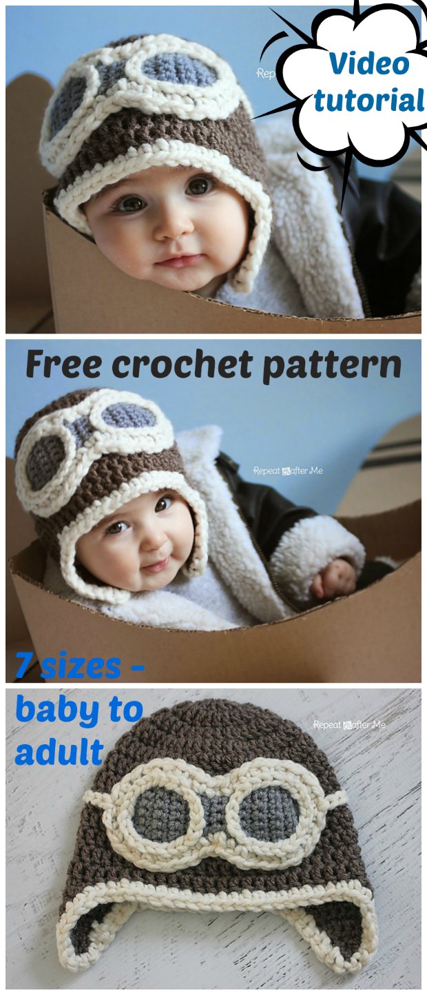 How To Crochet Aviator Hat - Adorable Baby Or Adult Crochet Pattern 