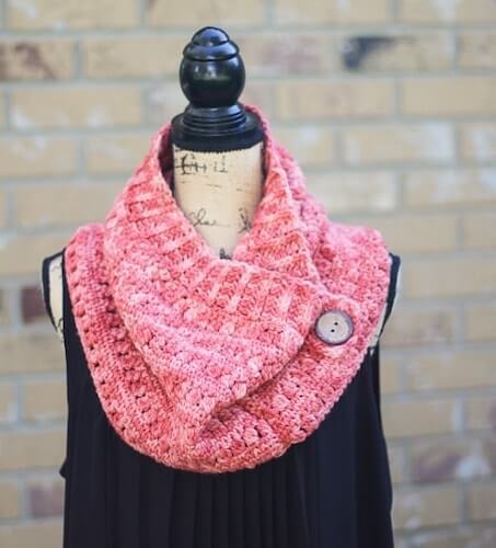 Clearwater Beach Buttoned Cowl Crochet Pattern by Salty Pearl Crochet