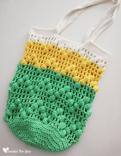 Crochet Lace And Popcorn Market Bag Pattern by Crochet For You