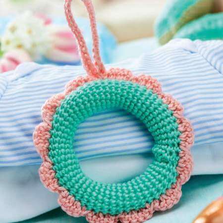 Flower Crochet Teething Ring Pattern by Irene Strange
