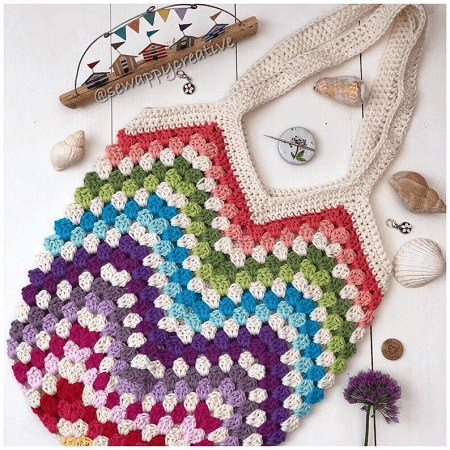 Granny Square Crochet Market Bag Pattern by Sew Happy Creative
