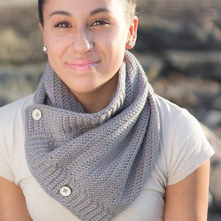 Herringbone Buttoned Cowl Crochet Pattern by Yarn And Chai