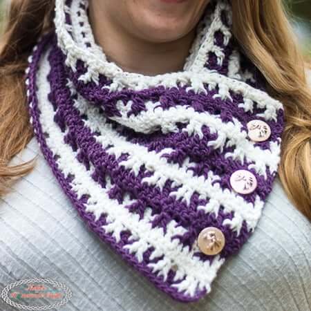 Striped Cluster Cowl Crochet Pattern by Nicki's Homemade Crafts