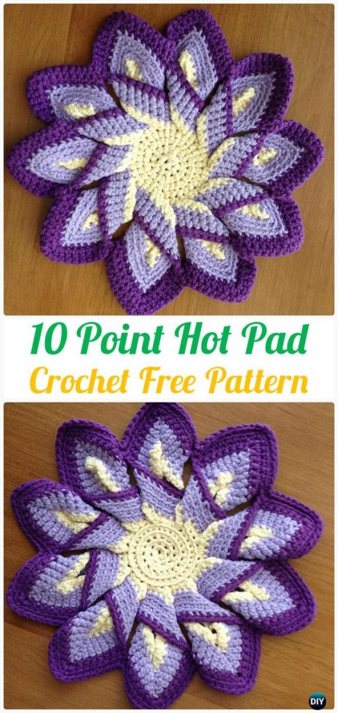 DIYHowto Crochet Pot Holder Hotpad Free Patterns 15