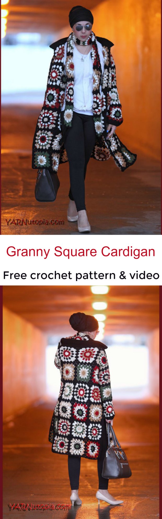 Crochet Long Cardigan Granny Square Pattern Video