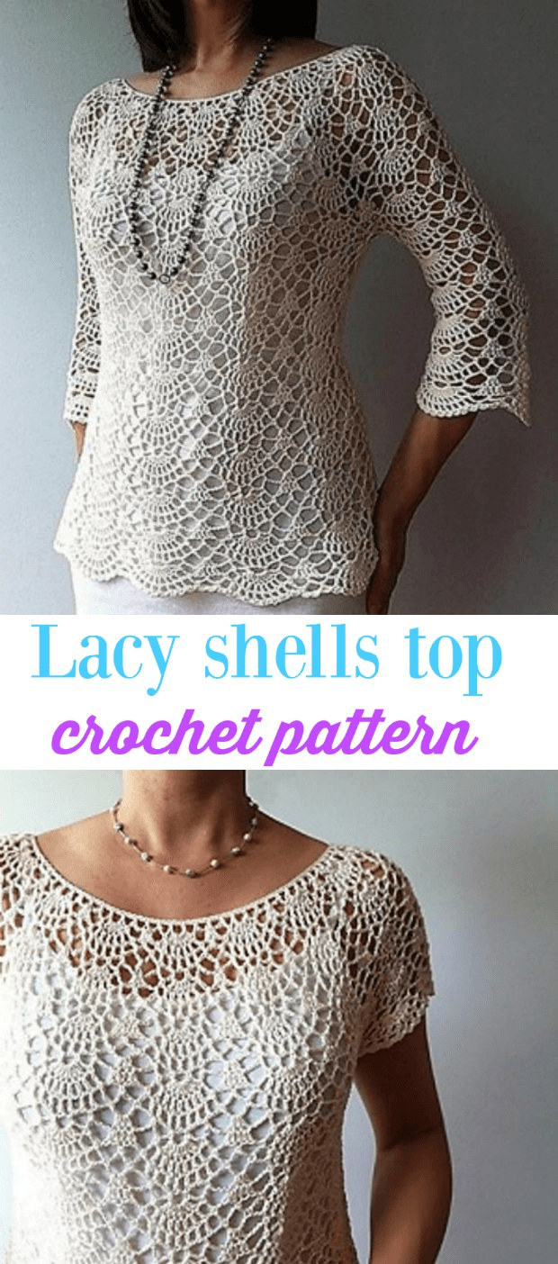 Summer Crochet Top Pattern Lacy Shells Stitch Flattering Fit