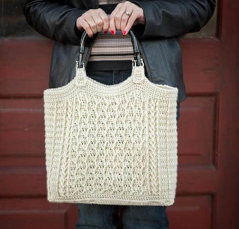Cabled Zig Zag Handbag Crochet Pattern by Crafting Friends Design