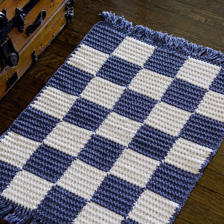 Crochet Checkerboard Rug Pattern by Red Heart