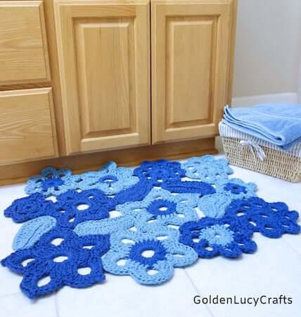  Crochet Flower Rug Pattern by Golden Lucy Crafts