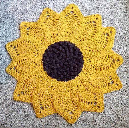 Crochet Sunflower Rug Pattern by Nazara's Fine Crafts