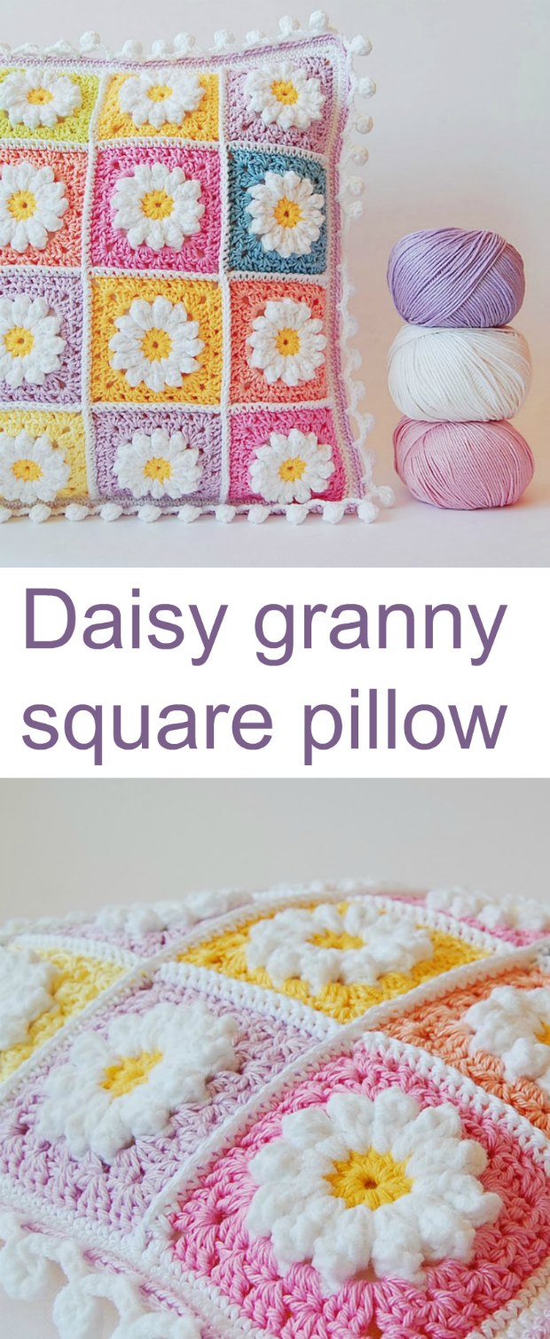 Crochet Daisy Granny Square Pillow Pattern Crochet News