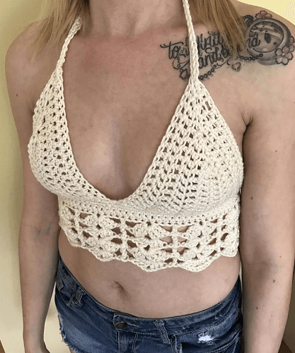 Ivory Lace Bralette Free Crochet Pattern by Carroway Crochet