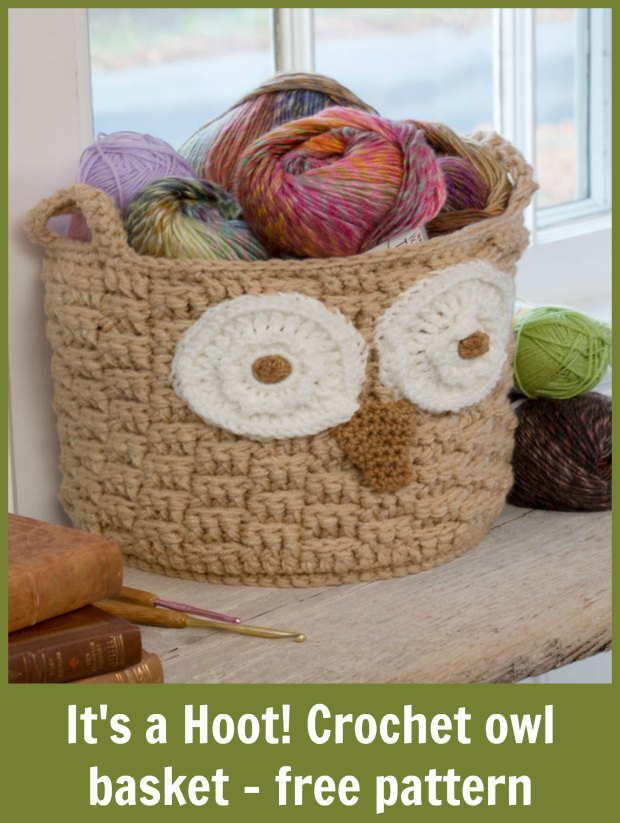 Crochet Owl Basket Free pattern by Yarnspirations