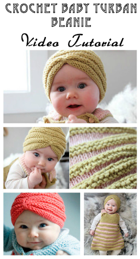 Crochet Baby Beanie - Turban Beanie - Free Video Tutorial