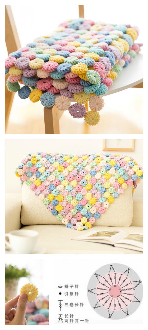 Crochet blanket patterns - yoyo puff crochet pattern