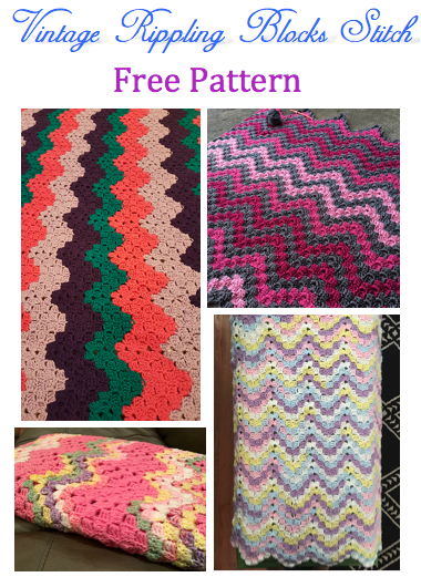 Vintage Rippling Blocks Stitch Crochet blanket patterns - Vintage Rippling Blocks stitch