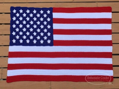 American Flag Blanket Crochet Pattern by Ambassador Crochet