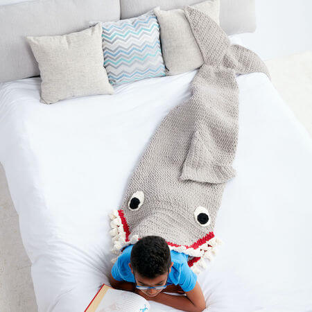 Fin-tastic Shark Snuggle Sack Crochet Pattern by Yarnspirations