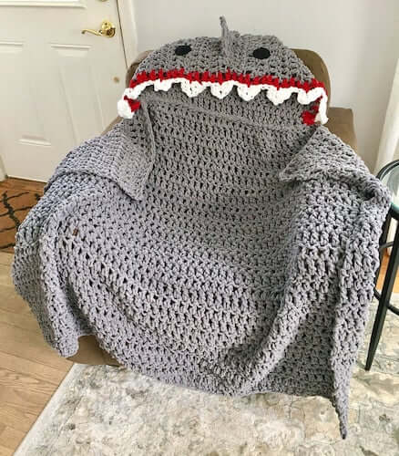 Shark Hooded Blanket Crochet Pattern by Crafty Kitty Crochet