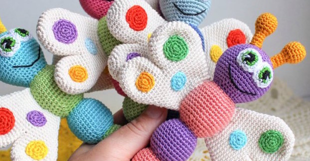 Crochet Baby Rattle Amigurumi Butterfly Pattern