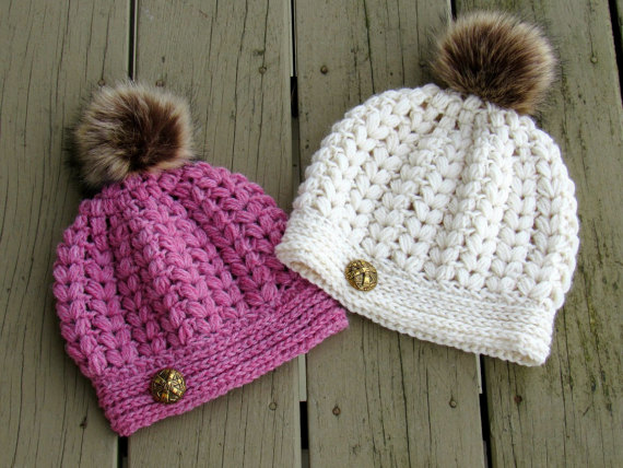 kids puff stitch beanies