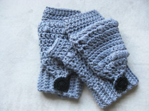 puff stitch fingerless gloves