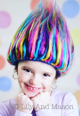 Crochet Rainbow Troll Hair Hat