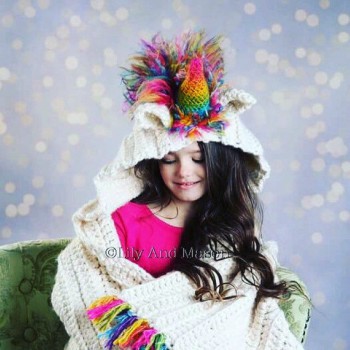 Crochet Unicorn Hooded Blanket Pattern