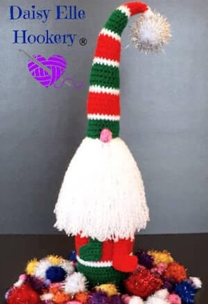 Gnorman Gnome Wine Bottle Cover Crochet Pattern by Daisy Elle Hookery