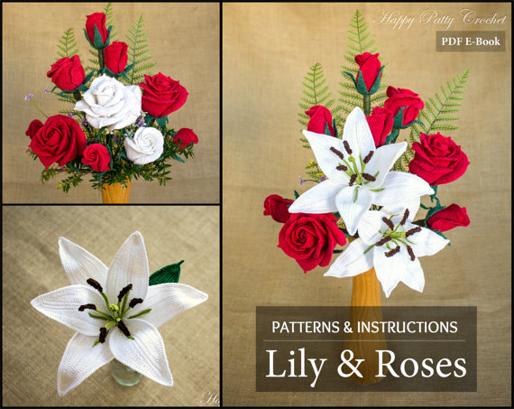 Crochet Flower Bouquet Pattern - Roses And Lilies